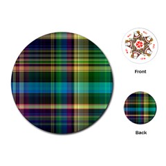 Colorful Madras Plaid Playing Cards Single Design (round) by SpinnyChairDesigns