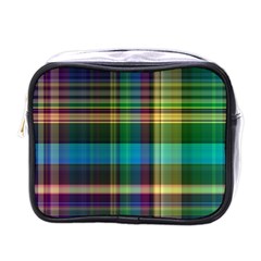 Colorful Madras Plaid Mini Toiletries Bag (one Side) by SpinnyChairDesigns