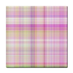 Pink Madras Plaid Tile Coaster