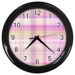 Pink Madras Plaid Wall Clock (Black)