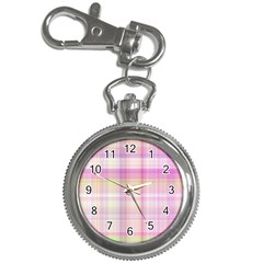 Pink Madras Plaid Key Chain Watches by SpinnyChairDesigns