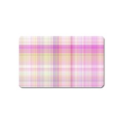 Pink Madras Plaid Magnet (name Card) by SpinnyChairDesigns