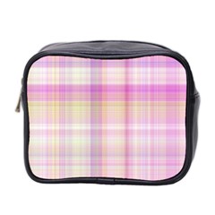 Pink Madras Plaid Mini Toiletries Bag (two Sides) by SpinnyChairDesigns