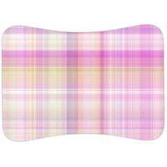 Pink Madras Plaid Velour Seat Head Rest Cushion by SpinnyChairDesigns