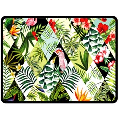 Flamingo Ropical Double Sided Fleece Blanket (large)  by designsbymallika