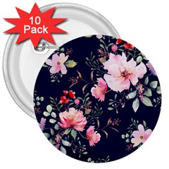 Printed Floral Pattern 3  Buttons (10 Pack)  by designsbymallika