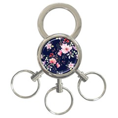 Printed Floral Pattern 3-ring Key Chain by designsbymallika