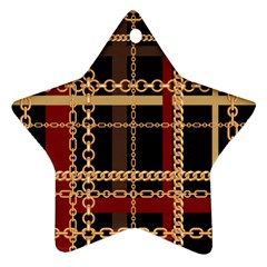 Red Black Checks Ornament (star) by designsbymallika