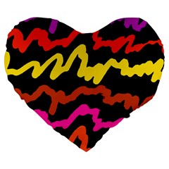 Multicolored Scribble Abstract Pattern Large 19  Premium Flano Heart Shape Cushions by dflcprintsclothing
