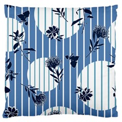 Stripes Blue White Large Flano Cushion Case (one Side)