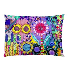 Double Sunflower Abstract Pillow Case by okhismakingart