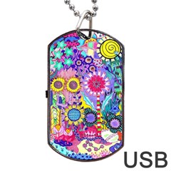 Double Sunflower Abstract Dog Tag Usb Flash (one Side) by okhismakingart