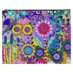 Double Sunflower Abstract Cosmetic Bag (xxxl) by okhismakingart