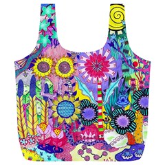 Double Sunflower Abstract Full Print Recycle Bag (xl) by okhismakingart