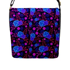 Backgroung Rose Purple Wallpaper Flap Closure Messenger Bag (l)
