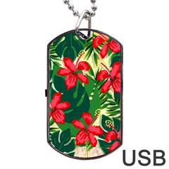 Floral Pink Flowers Dog Tag Usb Flash (one Side) by Mariart