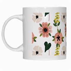 Flower White Pattern Floral White Mugs