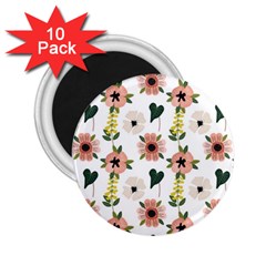 Flower White Pattern Floral 2 25  Magnets (10 Pack) 