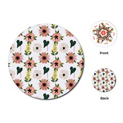 Flower White Pattern Floral Playing Cards Single Design (round)