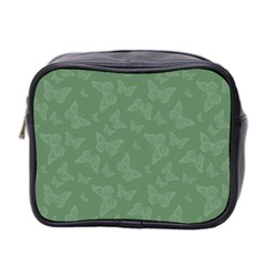 Asparagus Green Butterfly Print Mini Toiletries Bag (two Sides) by SpinnyChairDesigns