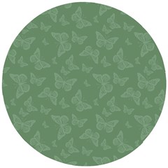 Asparagus Green Butterfly Print Wooden Puzzle Round by SpinnyChairDesigns