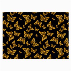 Black Gold Butterfly Print Large Glasses Cloth (2 Sides) by SpinnyChairDesigns