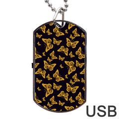 Black Gold Butterfly Print Dog Tag Usb Flash (two Sides) by SpinnyChairDesigns