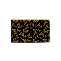 Black Gold Butterfly Print Cosmetic Bag (xs) by SpinnyChairDesigns