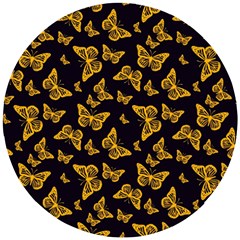 Black Gold Butterfly Print Wooden Puzzle Round by SpinnyChairDesigns