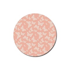 Peaches And Cream Butterfly Print Rubber Round Coaster (4 Pack)  by SpinnyChairDesigns