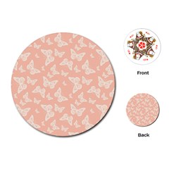 Peaches And Cream Butterfly Print Playing Cards Single Design (round) by SpinnyChairDesigns