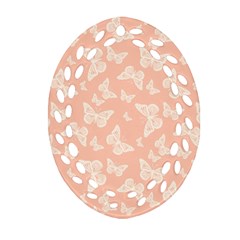 Peaches and Cream Butterfly Print Ornament (Oval Filigree)