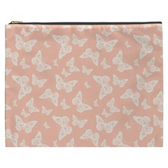 Peaches And Cream Butterfly Print Cosmetic Bag (xxxl) by SpinnyChairDesigns