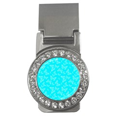 Aqua Blue Butterfly Print Money Clips (CZ) 