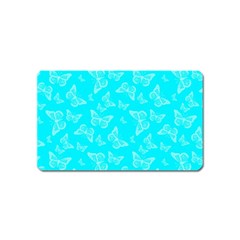 Aqua Blue Butterfly Print Magnet (name Card) by SpinnyChairDesigns