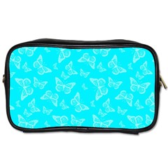 Aqua Blue Butterfly Print Toiletries Bag (one Side) by SpinnyChairDesigns