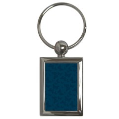 Indigo Dye Blue Butterfly Pattern Key Chain (rectangle) by SpinnyChairDesigns