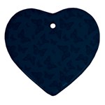 Indigo Dye Blue Butterfly Pattern Heart Ornament (Two Sides) Front