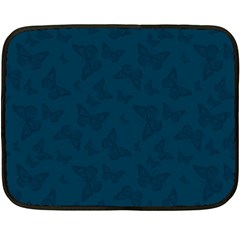 Indigo Dye Blue Butterfly Pattern Fleece Blanket (mini) by SpinnyChairDesigns