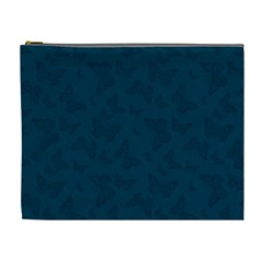 Indigo Dye Blue Butterfly Pattern Cosmetic Bag (xl) by SpinnyChairDesigns