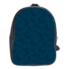Indigo Dye Blue Butterfly Pattern School Bag (large) by SpinnyChairDesigns