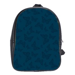 Indigo Dye Blue Butterfly Pattern School Bag (xl) by SpinnyChairDesigns