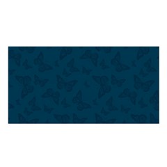 Indigo Dye Blue Butterfly Pattern Satin Shawl by SpinnyChairDesigns