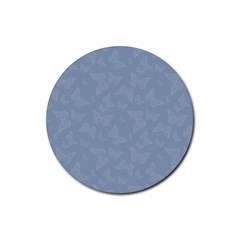 Faded Blue Butterfly Print Rubber Coaster (round)  by SpinnyChairDesigns