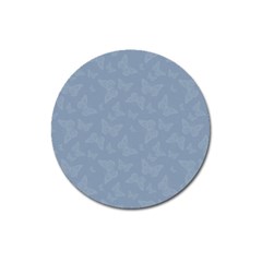 Faded Blue Butterfly Print Magnet 3  (round) by SpinnyChairDesigns