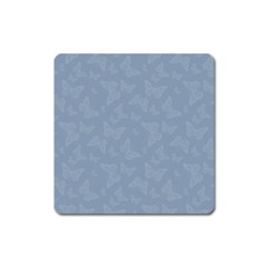 Faded Blue Butterfly Print Square Magnet by SpinnyChairDesigns