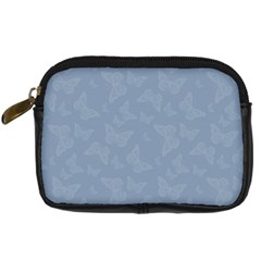 Faded Blue Butterfly Print Digital Camera Leather Case by SpinnyChairDesigns