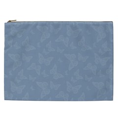 Faded Blue Butterfly Print Cosmetic Bag (xxl) by SpinnyChairDesigns