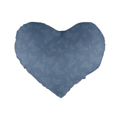 Faded Blue Butterfly Print Standard 16  Premium Heart Shape Cushions by SpinnyChairDesigns
