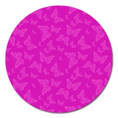 Fuchsia Butterfly Print  Magnet 5  (round) by SpinnyChairDesigns